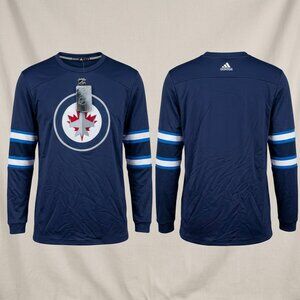 Winnipeg Jets Sweatshirt Mens Large Blue Crewneck‎ Pullover NHL adidas Face off